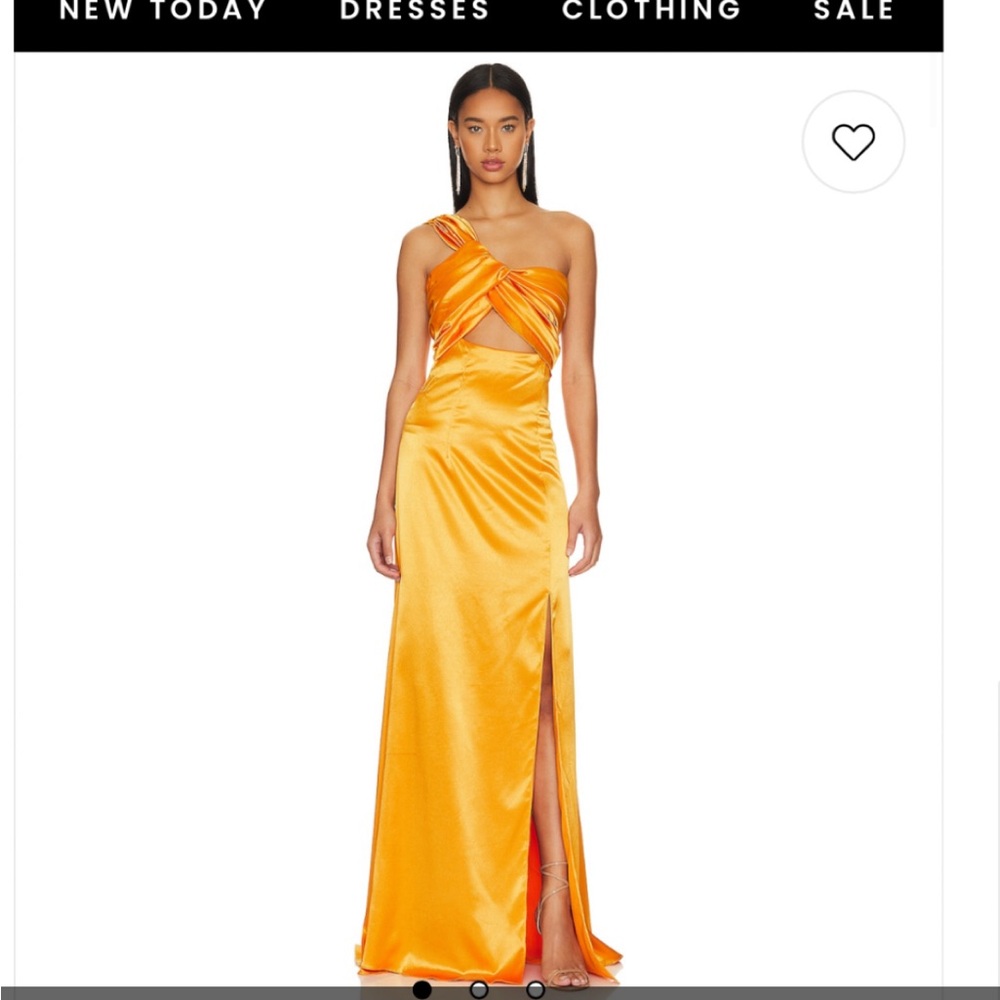 REVOLVE Gold One Shoulder Gown with Cut Out and Slit